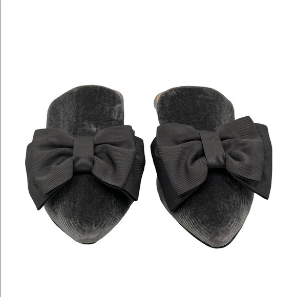 Zigi Soho Gray Carlyne Velvet Bow Mule Pointed Toe Slides Size 7 Women’s - Picture 3 of 9